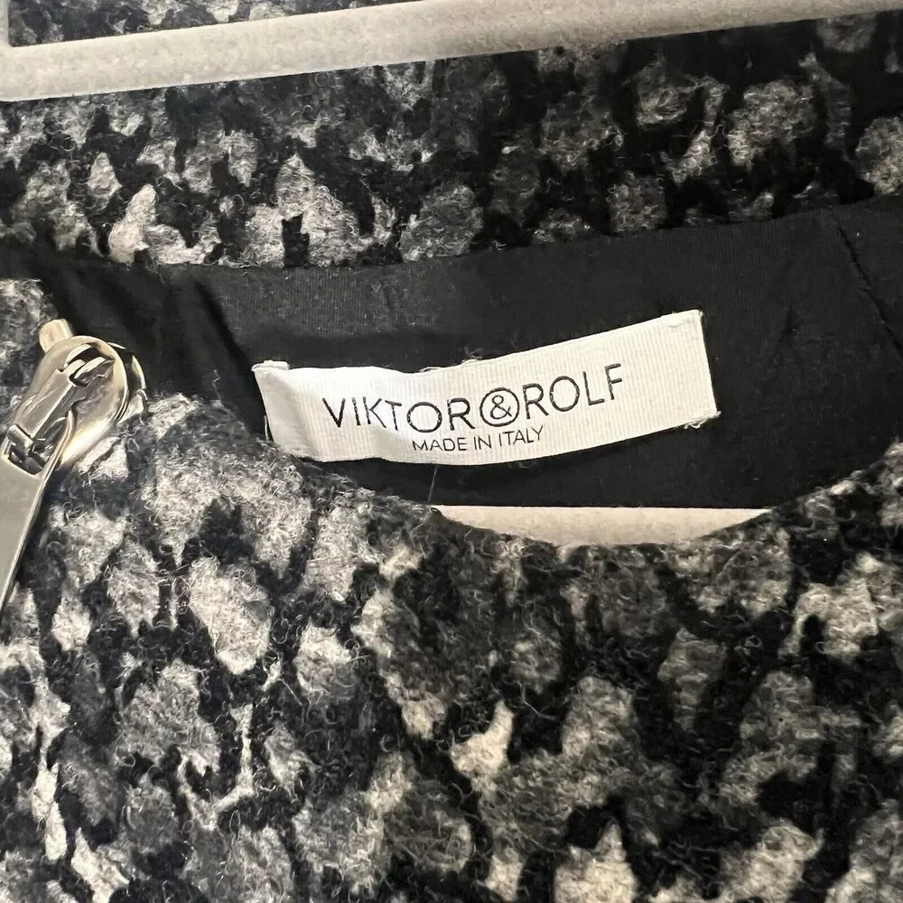 Viktor & Rolf Mini Dress‎ Women 40 Textured Dark Edgy Academia Long Sleeve Italy